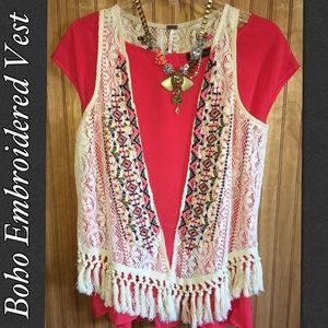 Sz S & L Chic Boho Embroidered Vest